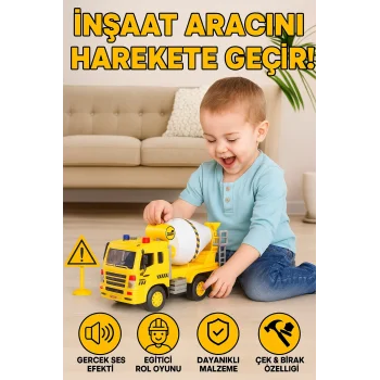 Sürtmeli Sesli Işıklı Mikser Kamyon | İnşaat Oyuncak Aracı