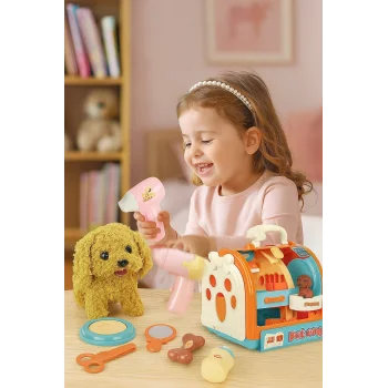 Taşıma Çantalı Hareketli Pilli Kara Köpek Set (Pet Shop)