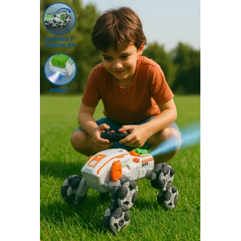 Uzaktan Kumandalı Full Fonksiyon Şarjlı 2,4G 8 Teker Buhar Atan Stunt Köpek Araba