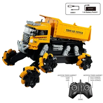 Uzaktan Kumandalı Full Fonksiyon Şarjlı 2.4Ghz 6 Teker Damperli Kamyon