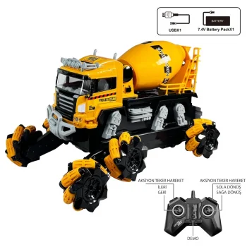 Uzaktan Kumandalı Full Fonksiyon Şarjlı 2.4Ghz 6 Teker Mikser