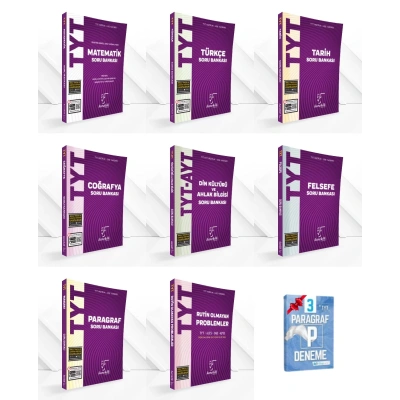 TYT Mat Türkçe Tarih Coğrafya Din Felsefe Paragraf Problemler Soru Bankası Set
