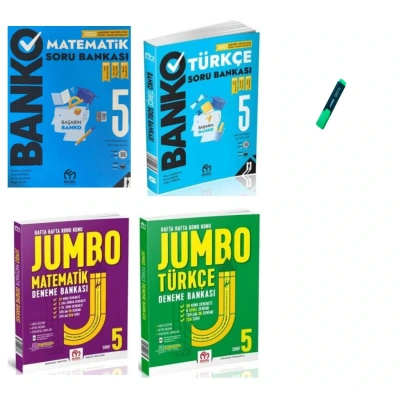 5. Sınıf Matematik - Türkçe Banko Soru Bankası ve Jumbo Deneme 4lü Set
