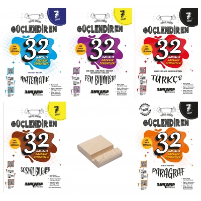 7. Sınıf 32 Haftalık Matematik Fen Türkçe Sosyal ve Paragraf Kazanım Denemeleri 5li Set