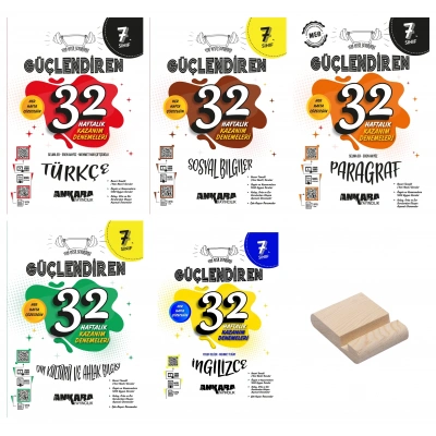 7. Sınıf 32 Haftalık Türkçe Sosyal Paragraf Din ve İngilizce Kazanım Denemeleri 5li Set