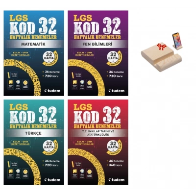 LGS 8. Sınıf Kod32 Haftalık Denemeler Tüm Dersler 4lü Set