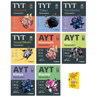 TYT ve AYT Matematik Fen Türkçe Sosyal Fizik Kimya Biyoloji Denemeleri 8li Sayısal Set