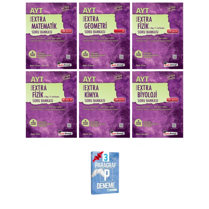 AYT Extra Matematik Geometri Fizik 1-2 Kitap Kimya ve Biyoloji Soru Bankası