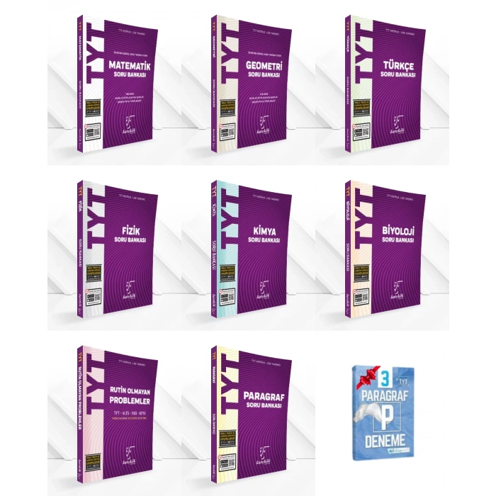 TYT Mat Geometri Türkçe Fizik Kimya Biyoloji Paragraf Problemler Soru Bankası Set