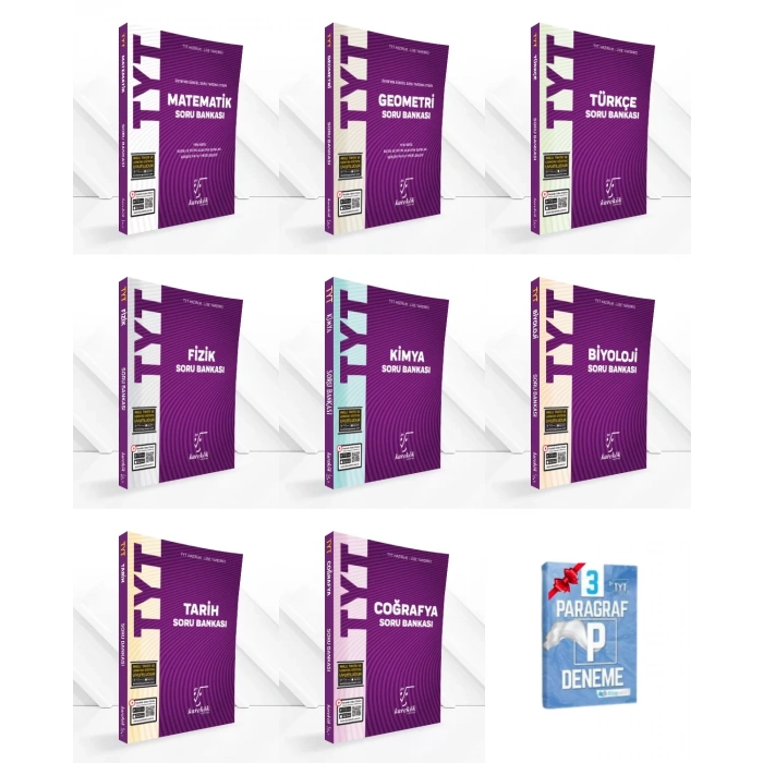 TYT Mat Geometri Türkçe Fizik Kimya Biyoloji Tarih Coğrafya Soru Bankası Set