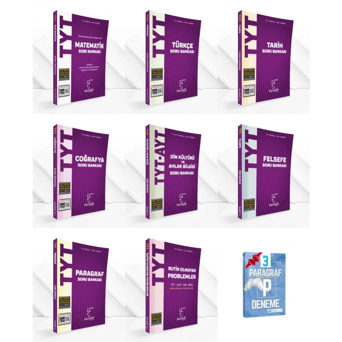 TYT Mat Türkçe Tarih Coğrafya Din Felsefe Paragraf Problemler Soru Bankası Set