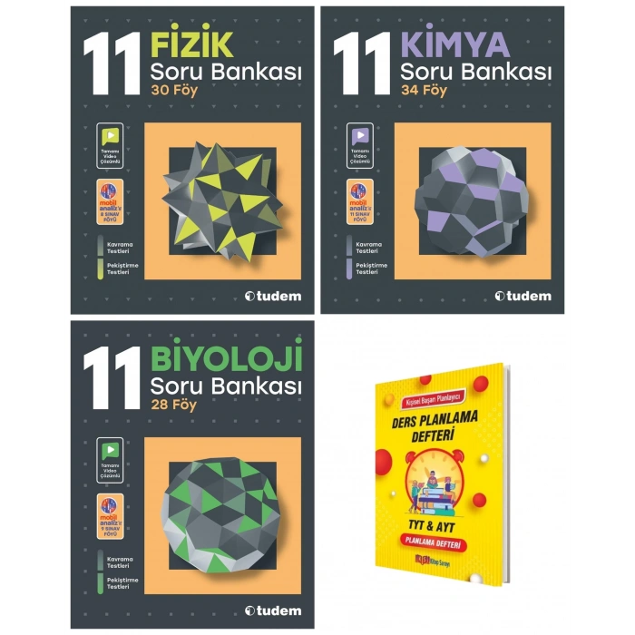 11. Sınıf Fizik Kimya ve Biyoloji Soru Bankası 3lü Set