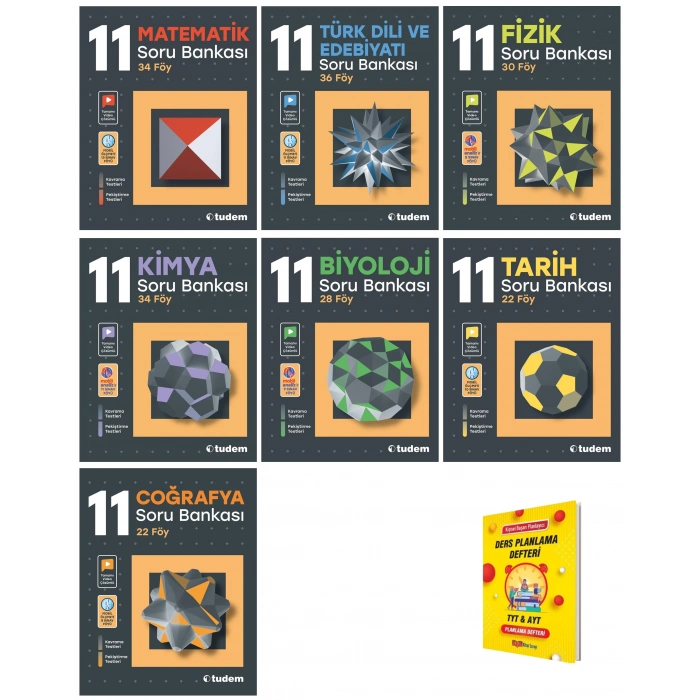 11. Sınıf (Matematik Edebiyat Fizik Kimya Biyoloji Tarih Coğrafya) Tüm Dersler Soru Bankası 7li Set