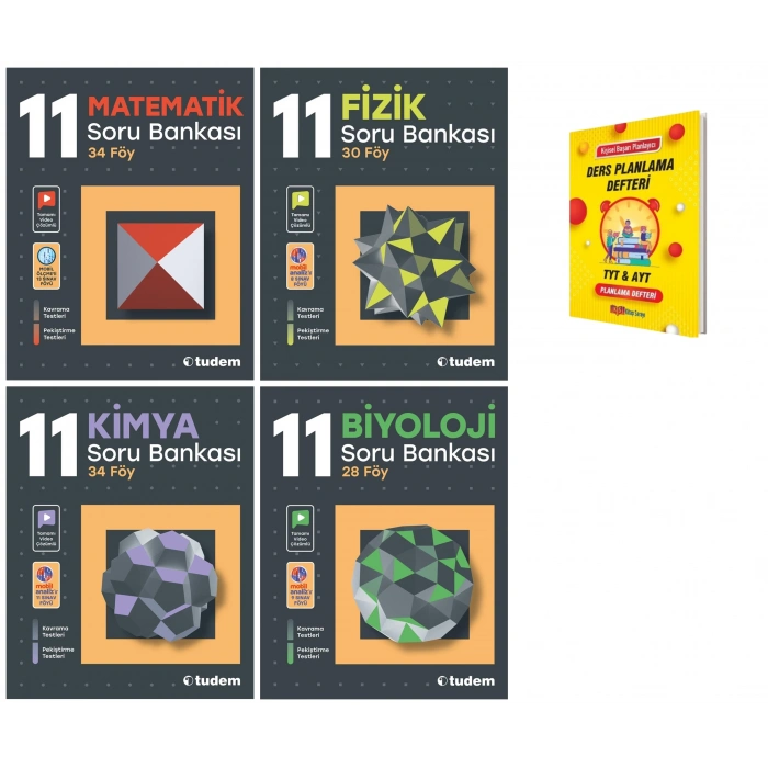11. Sınıf Matematik Fizik Kimya ve Biyoloji Soru Bankası 4lü Set