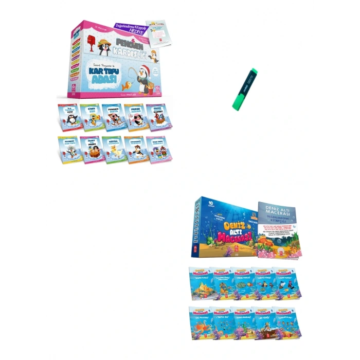 2 ve 3. Sınıflar İçin Kartopu Adası ve Denizaltı Maceraları Hikaye Seti