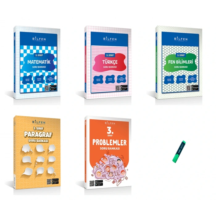 3. Sınıf Yeni Nesil Matematik Türkçe Fen Problem ve Paragraf Soru Bankası 5li Set