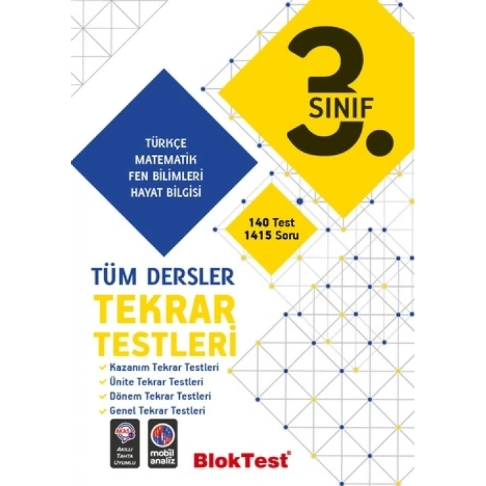 3.Sınıf Tüm Dersler Tekrar Testleri