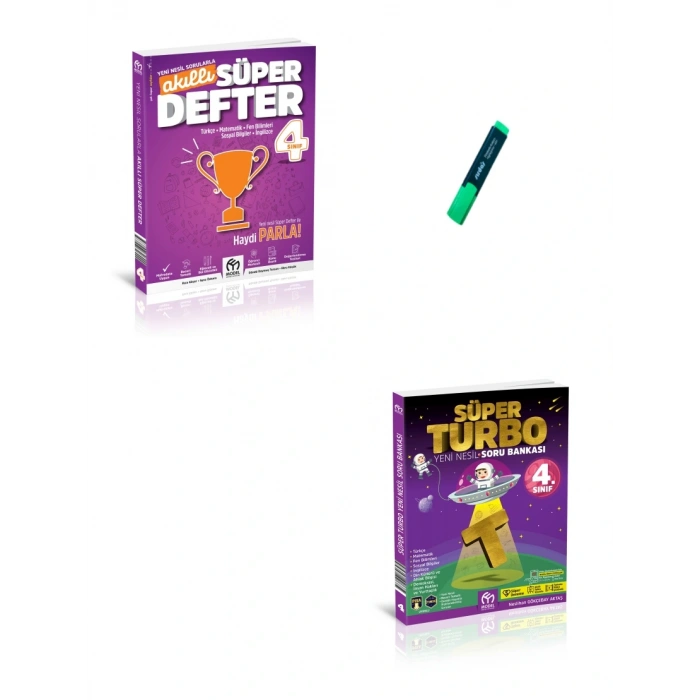 4. Sınıf Akıllı Süper Defter ve Yeni Nesil Turbo Tüm Dersler Soru Bankası