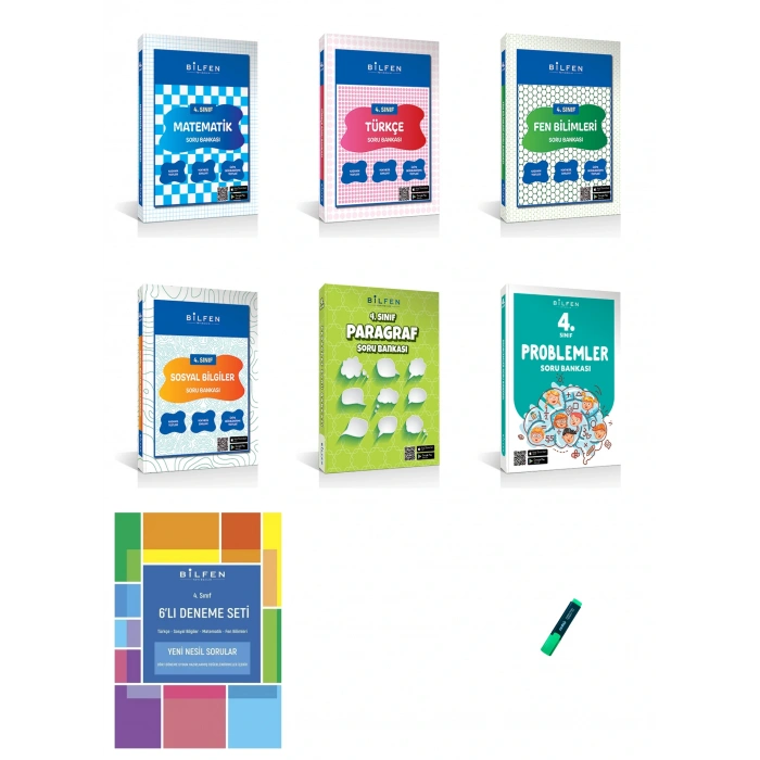 4. Sınıf Yeni Nesil Matematik Türkçe Fen Sosyal Problem ve Paragraf Soru Bankası ve Deneme 7li Set