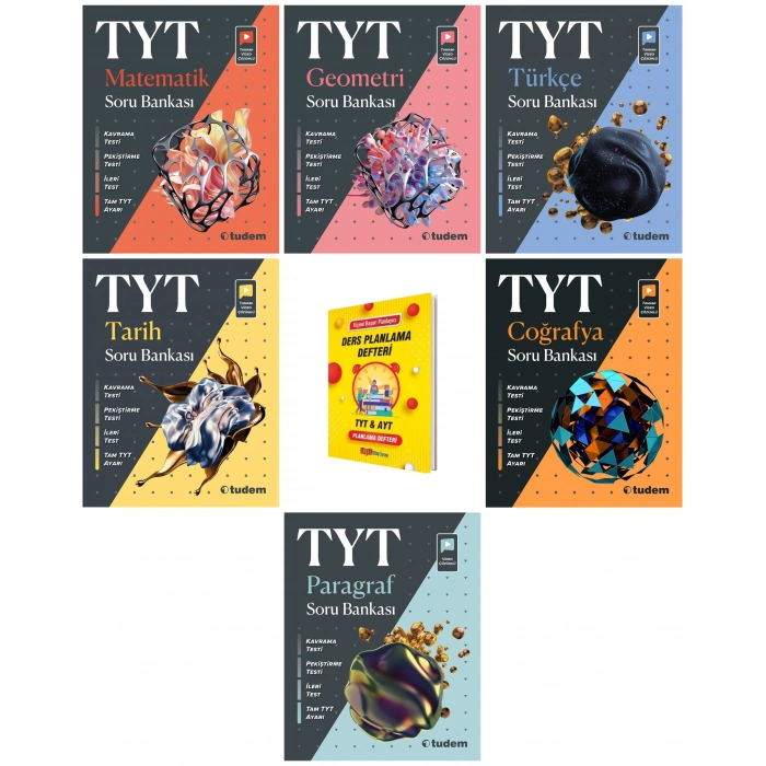 TYT Matematik Geometri Türkçe Tarih Coğrafya ve Paragraf 6lı Soru Bankaları Set