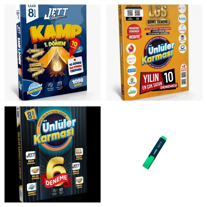 LGS 8. Sınıf 1. Dönem Kamp Kitabı - Karma Yayınlar 10lu ve 6lı Ünlüler Karması Deneme Seti