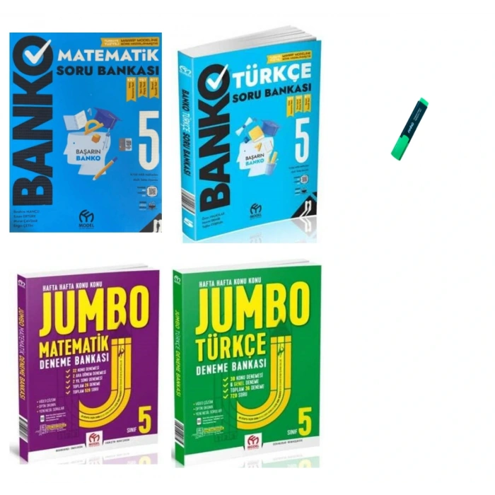 5. Sınıf Matematik - Türkçe Banko Soru Bankası ve Jumbo Deneme 4lü Set
