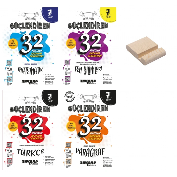 7. Sınıf 32 Haftalık Matematik Fen Türkçe ve Paragraf Kazanım Denemeleri 4lü Set