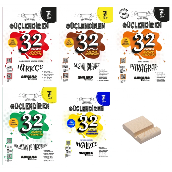7. Sınıf 32 Haftalık Türkçe Sosyal Paragraf Din ve İngilizce Kazanım Denemeleri 5li Set