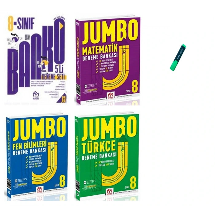 LGS 8. Sınıf Jumbo Serisi Matematik Türkçe Fen ve Genel 4lü Set Denemeleri