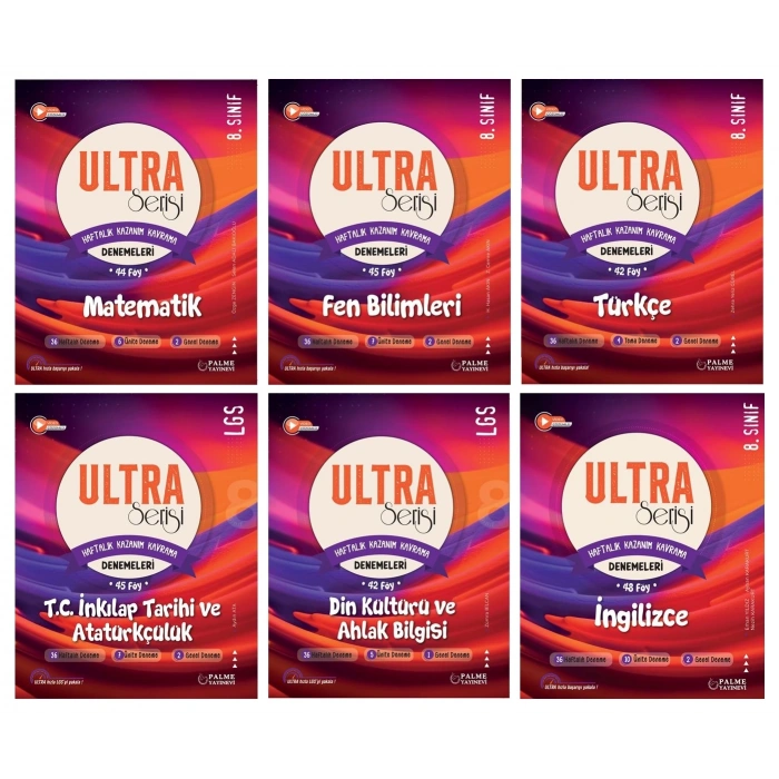 LGS 8.Sınıf Ultra Serisi Matematik Fen Bilimleri Türkçe İnkılap Din ve İngilizce Denemeleri