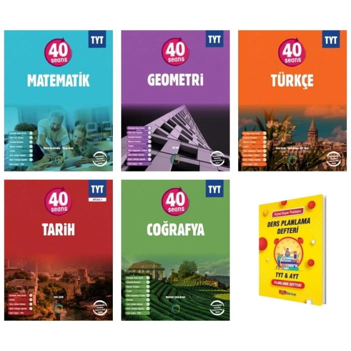 TYT 40 Seans Matematik Geometri Türkçe Tarih ve Coğrafya Eşit Ağırlık 5li Set