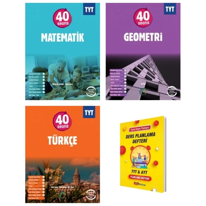 TYT 40 Seans Matematik Geometri ve Türkçe 3lü Set
