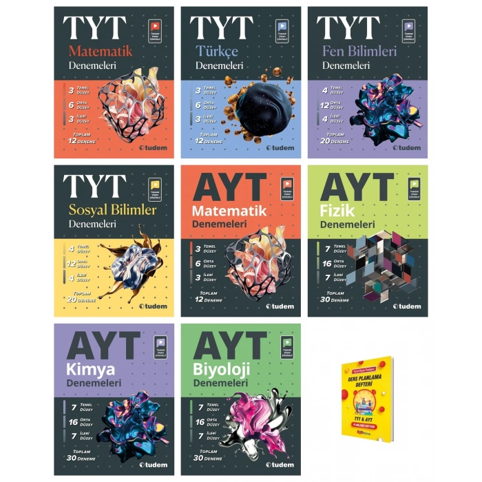 TYT ve AYT Matematik Fen Türkçe Sosyal Fizik Kimya Biyoloji Denemeleri 8li Sayısal Set