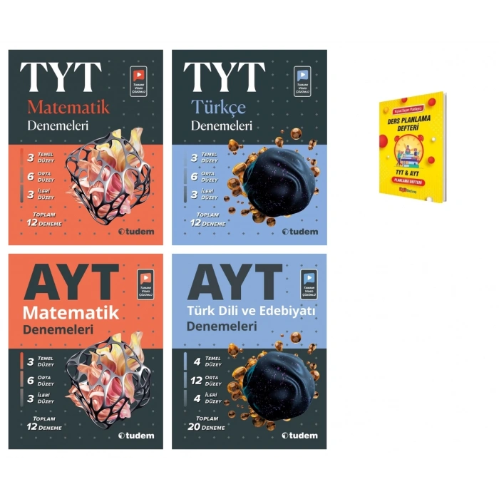 TYT ve AYT Matematik Türkçe ve Edebiyat Denemeleri Eşit Ağırlık 4lü Set