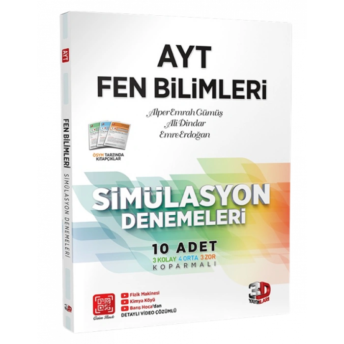 3D Yayınları AYT Matematik ve Fen Bilimleri Denemeleri Tamamı Video Çözümlü