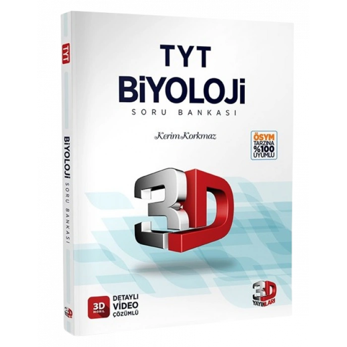 3D Yayınları TYT Biyoloji Soru Bankası Tamamı Video Çözümlü