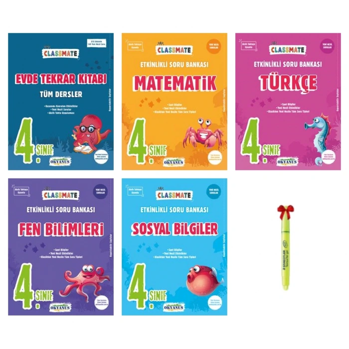 4.Sınıf Classmate Evde Tekrar Kitabı Matematik Türkçe Fen Sosyal