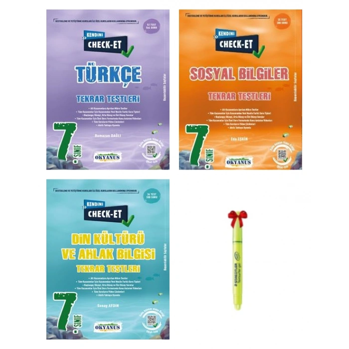 7.Sınıf CHECK-ET Türkçe Sosyal Din Kültürü Tekrar Testleri