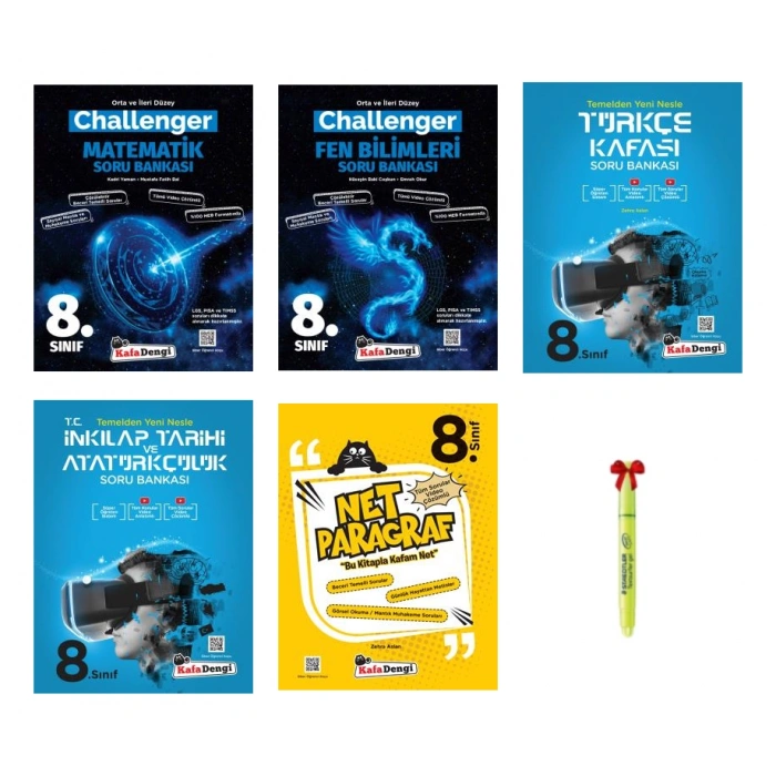 LGS 8.Sınıf Challenger Mat Fen Türkçe İnkılap Kafası Net Paragraf Soru Bankası