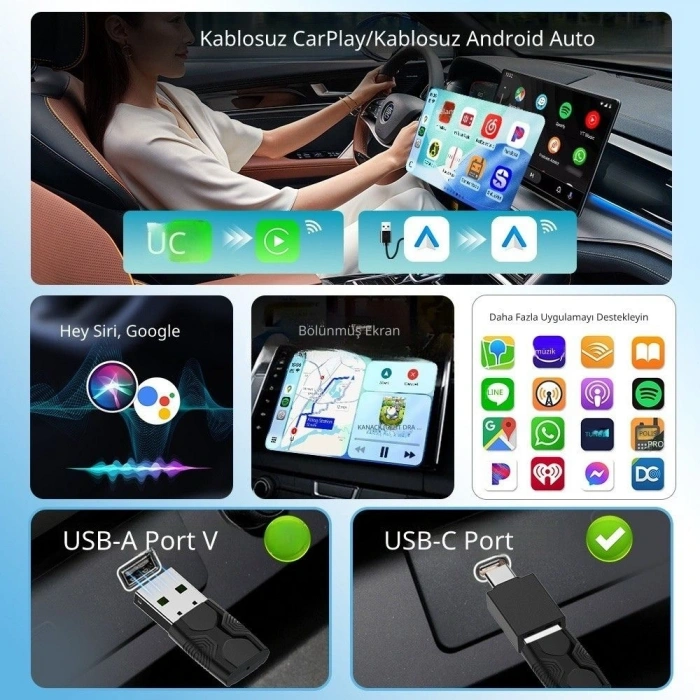 Carlinkit Mini Ultra 2 Kablosuz CarPlay & Android Auto Dönüştürücü | Kabloluyu Kablosuza Çevirir