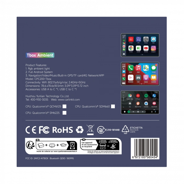 Carlinkit Tbox (Ambient) Carplay - Android 13, 4+64GB, Google Playstore, Netflix, Youtube, Kablosuz/wireless Carplay & Android Auto Sım Kartlı Model (İmei Kayıtlı)