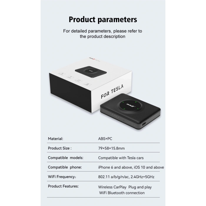 Carlinkit Tesla Kablosuz Carplay Adaptörü Carlinkit T2C Sim Hatsız Model
