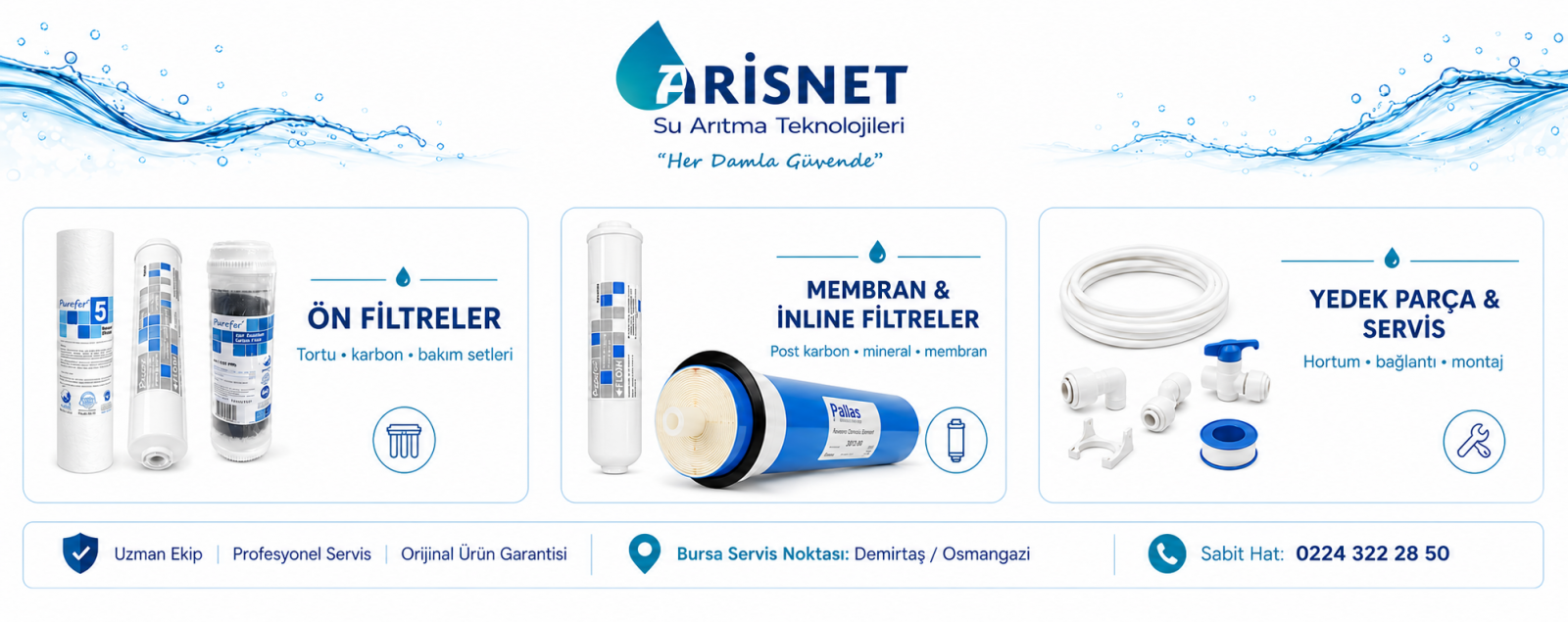 Arisnet Bursa su arıtma servisi ve filtre değişimi