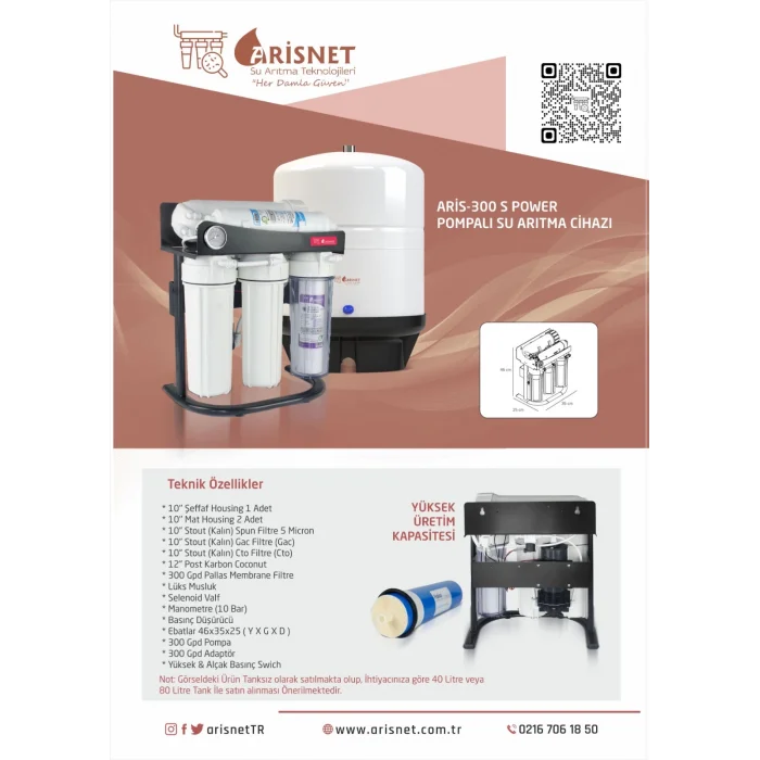 ARİS-300 S Power Pompalı Su Arıtma Cİihazı