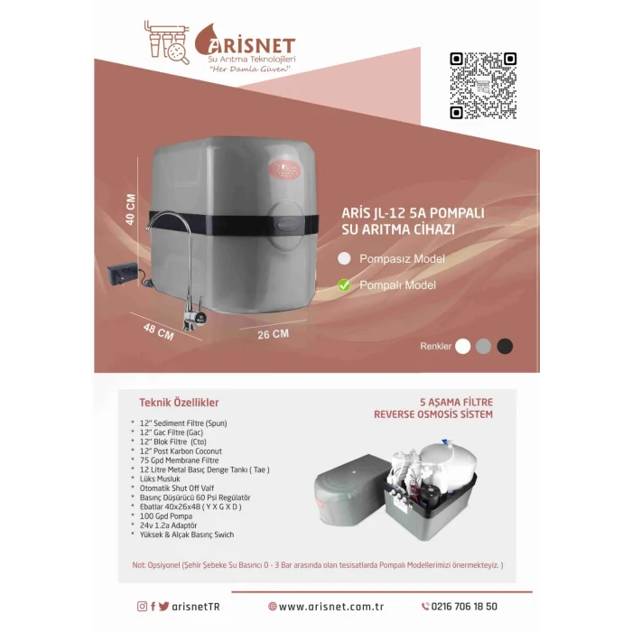 ARİS JL-12 Su Arıtma Cihazı Pompalı