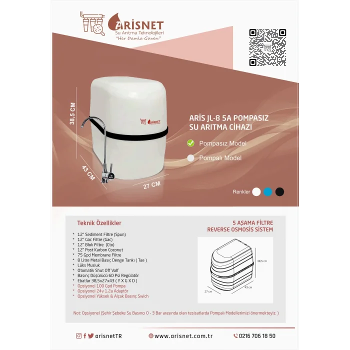 ARİS JL-8 Su Arıtma Cihazı Pompalı