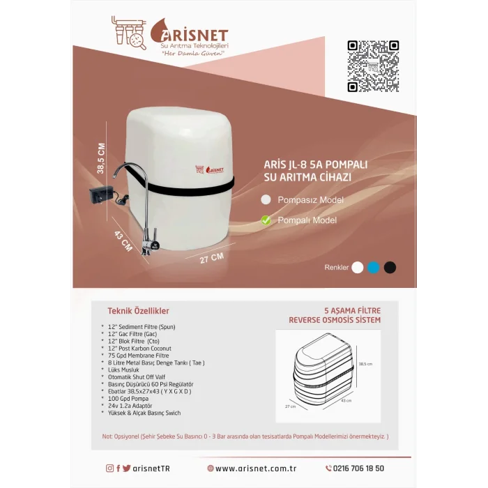 ARİS JL-8 Su Arıtma Cihazı Pompalı