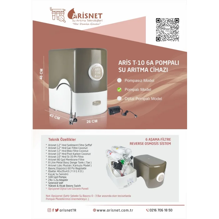 ARİS T-10 Su Arıtma Cihazı Pompalı