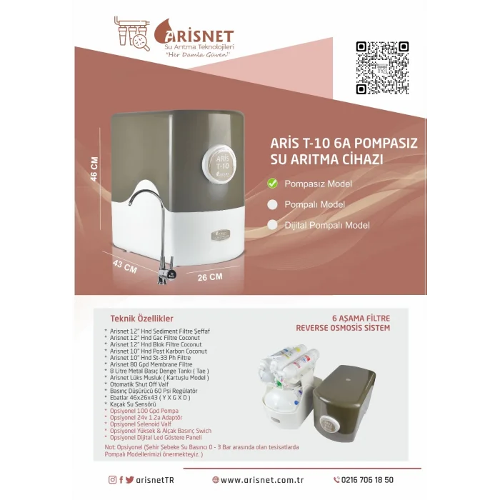 ARİS T-10 Su Arıtma Cihazı Pompasız