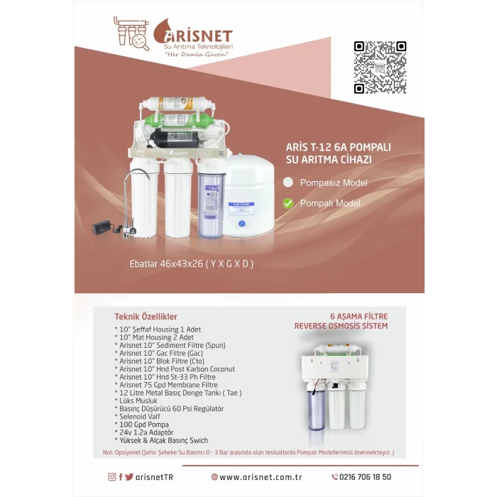 ARİS T-12 Su Arıtma Cihazı Pompalı